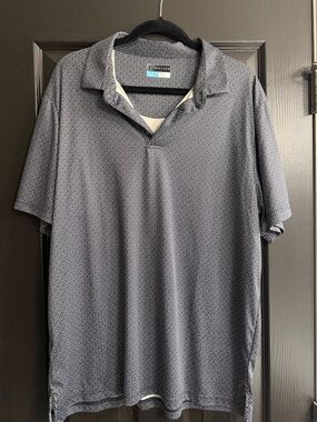 Izod Navy Diamond-Print Polo Shirt